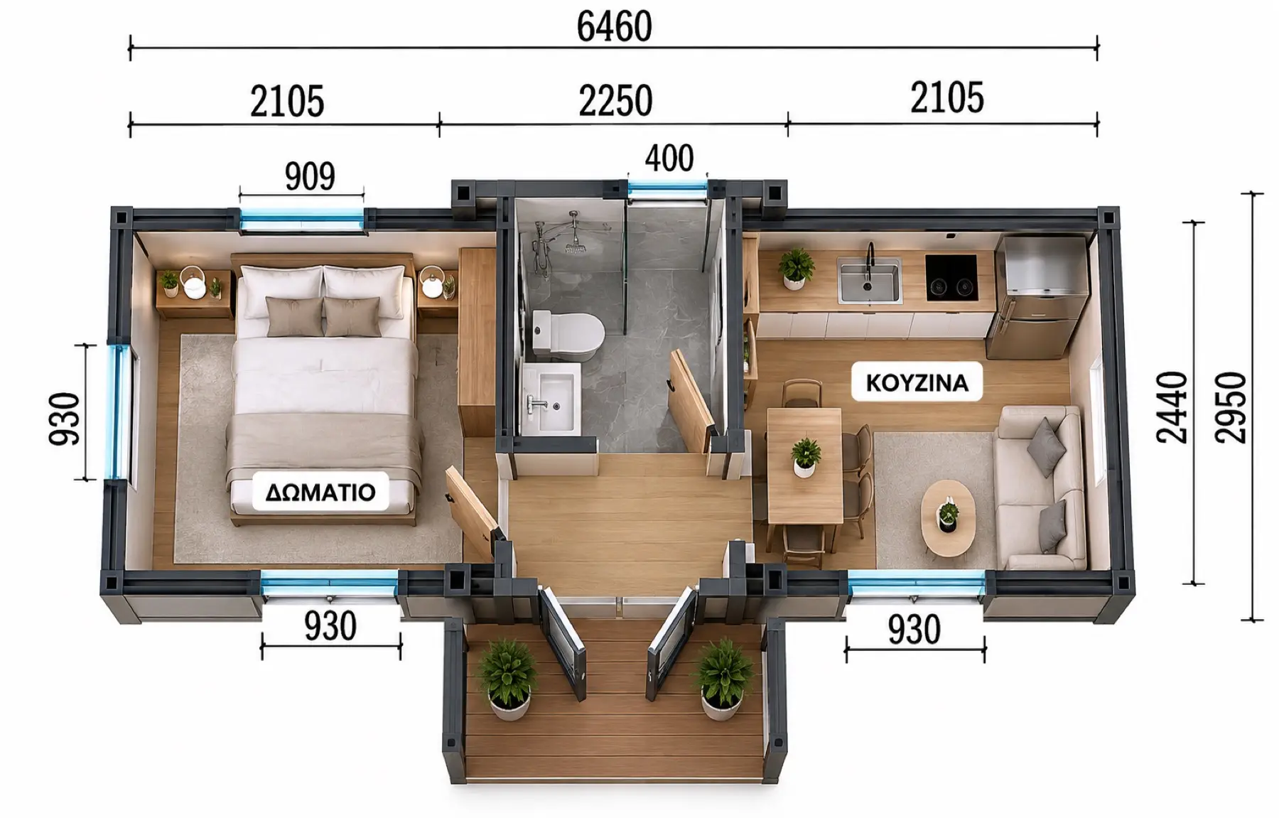 Signature Dual 40 m², κάτοψη: Κάτοψη ορόφου